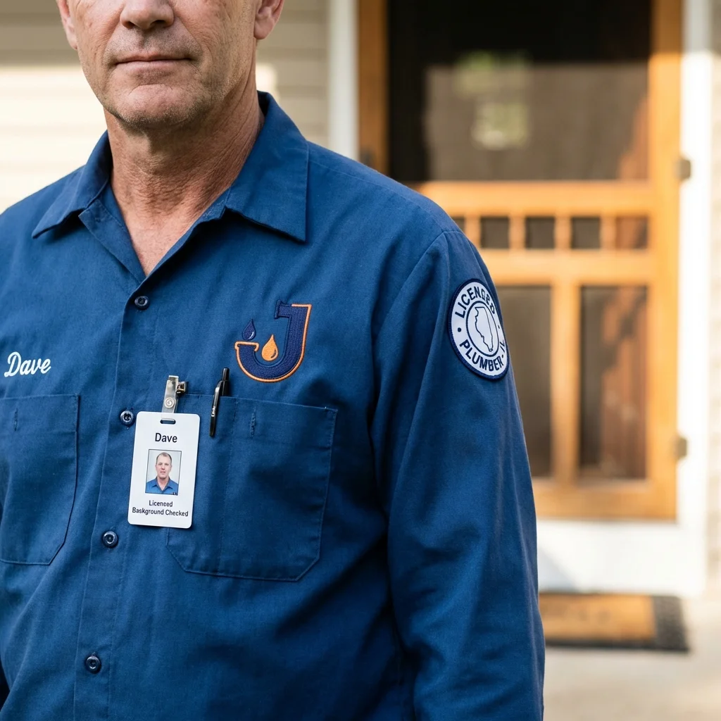 Licensed plumber showing ID badge in Haines City, FL