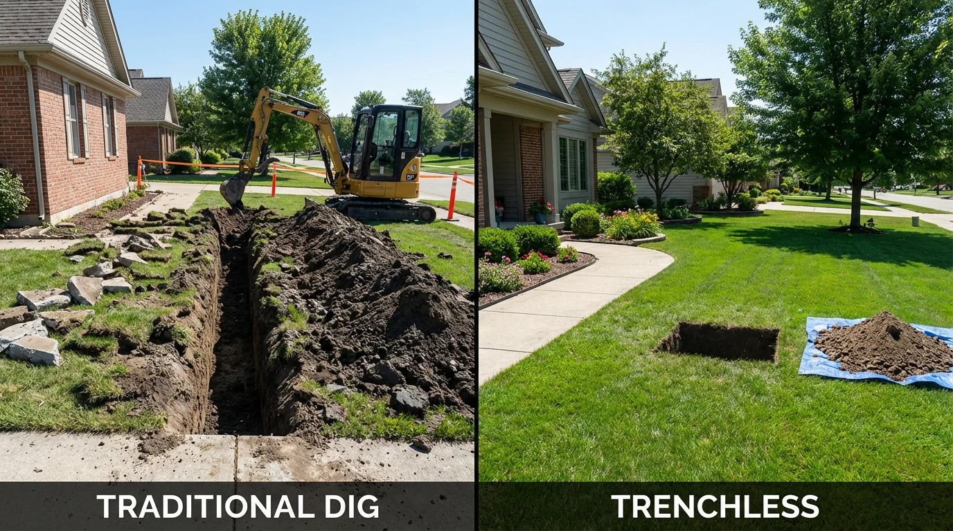 Trenchless sewer repair with minimal yard damage versus traditional excavation in Haines City, FL